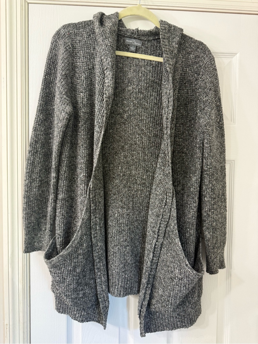 Market & Spruce Gray Hooded Open-Front Cardigan